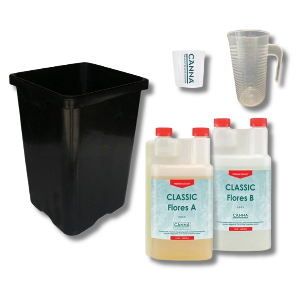 Classic Flores A&B 2x1L Mixing Diluting Kit 21L Bucket 2L Jug with 250ml Additive - Canna-Off Grid Living Supplies