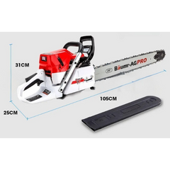 Commercial Petrol Chainsaw with 24" Bar, E-Start & Top Handle