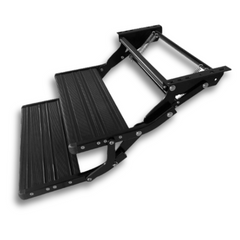 Double Bolt On Light Step Manual LED Caravan / RV Black-Off Grid Living Supplies Australia