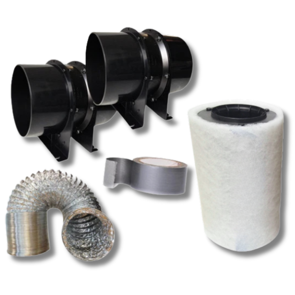 Dual Fan Exhaust & Intake Ventilation Kit with Carbon Filter-Off Grid Living Supplies