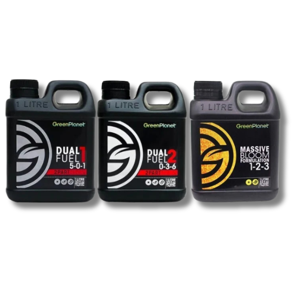 Dual Fuel 2x1L and Massive Bloom 1L Base Supplements - GreenPlanet-Off Grid Living Supplies