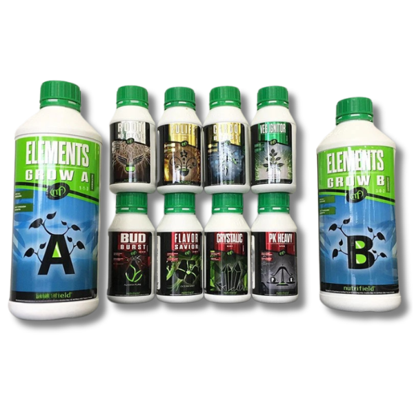 Element Growth A&B with 8x Additives Max Harvest Pack - Nutrifield-Off Grid Living Supplies