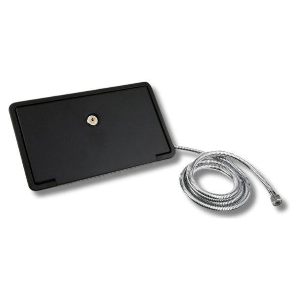 External Shower Box Watermarked Black For Caravan & RVs-Off Grid Living Supplies Australia