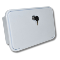 External Shower Box Watermarked White For Caravan & RVs-Off Grid Living Supplies Australia