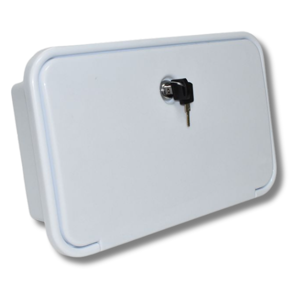 External Shower Box Watermarked White For Caravan & RVs-Off Grid Living Supplies Australia