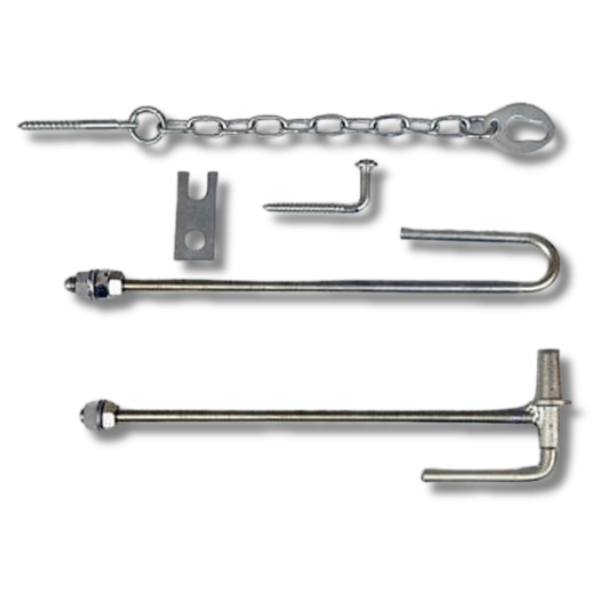 Farm Gate Hinge Kit with Bolt-Through Gate Latch, Hook & Keeper Set - Whites-Off Grid Living Supplies Australia