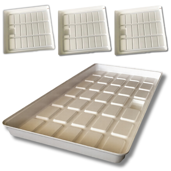 Flood Drain Tray 1170x565x85mm + 3 Trays 550x550x80mm Hydroponic Grow Bed-Off Grid Living Supplies