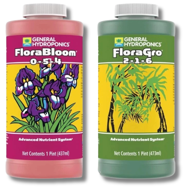 Flora Gro and Flora Bloom Seedling Nutrient 2x1 Pint - General Hydroponics-Off Grid Living Supplies