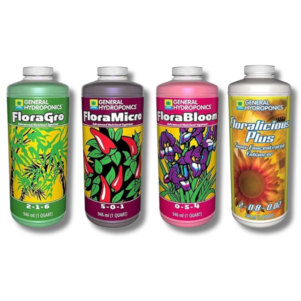 Flora Micro Flora Gro Flora Bloom Floralicious Nutrient Kit - General Hydroponics-Off Grid Living Supplies