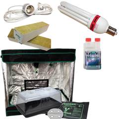 Grow Tent with 14000K Energy Saving Light, Heat Mat, Rockwool and Root Gel-Off Grid Living Supplies