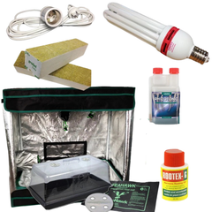 Grow Tent with 14000K Energy Saving Light, Heat Mat, Rockwool and Root Gel-Off Grid Living Supplies