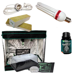 Grow Tent with 14000K Energy Saving Light, Heat Mat, Rockwool and Root Gel-Off Grid Living Supplies