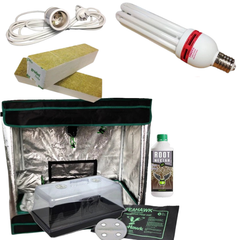 Grow Tent with 14000K Energy Saving Light, Heat Mat, Rockwool and Root Gel-Off Grid Living Supplies