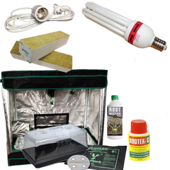 Grow Tent with 14000K Energy Saving Light, Heat Mat, Rockwool and Root Gel-Off Grid Living Supplies