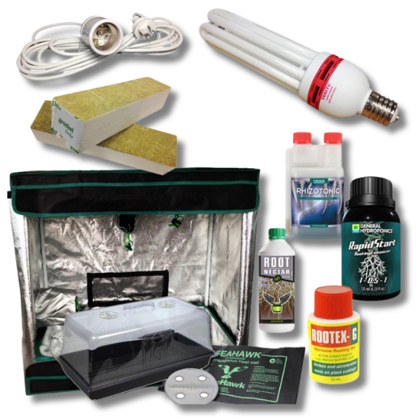 Grow Tent with 14000K Energy Saving Light, Heat Mat, Rockwool and Root Gel-Off Grid Living Supplies