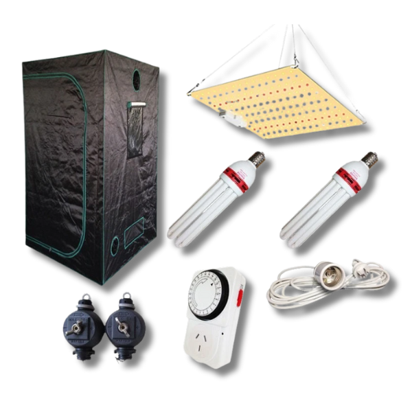 Hydroponic 60x60x140cm Grow Tent Kit with 2700K and 6400K CFL and LED Propagation Light-Off Grid Living Supplies