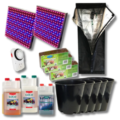 Hydroponics 0.6m Grow Tent Kit with LED 225 Panel Pots Coco Peat and CANNA Nutrients-Off Grid Living Supplies