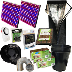 Hydroponics 0.6m Grow Tent LED 225 Panel Coco Tray Cocopeat Ventilation Combo-Off Grid Living Supplies