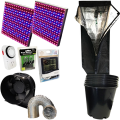 Hydroponics 0.6m Grow Tent LED 225 Panel Coco Tray Cocopeat Ventilation Combo-Off Grid Living Supplies