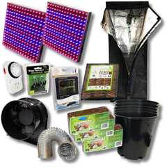 Hydroponics 0.6m Grow Tent LED 225 Panel Coco Tray Cocopeat Ventilation Combo-Off Grid Living Supplies