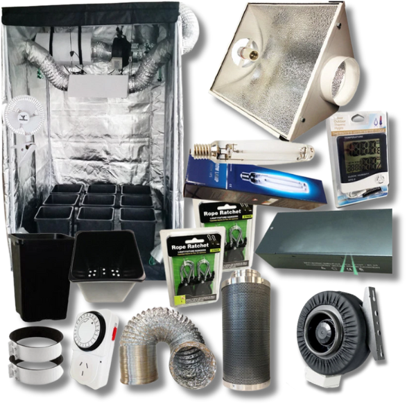 Hydroponics 1000W HPS Grow Tent with 6 Inch Ventilation and 290mm Square Grow Bucket Combo-Off Grid Living Supplies