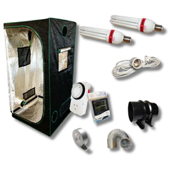 Hydroponics 130W CFL Grow Lights with Timer, 6 Inch Vent Fan and Meter Grow Tent Setup-Off Grid Living Supplies