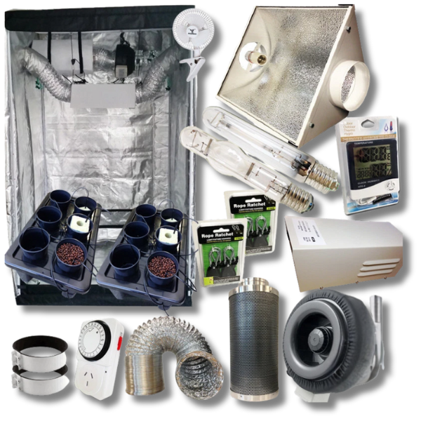 Hydroponics 1.4m Grow Tent 600W HPS MH Grow Light 6 Inch Cool Vent Dripping System-Off Grid Living Supplies
