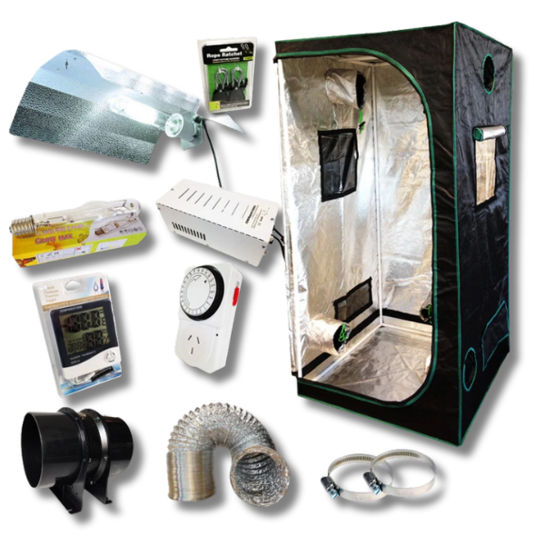 Hydroponics 1x1x2m Mylar Grow Tent with 400W MH Wing Shade Light and Fan Ventilation-Off Grid Living Supplies