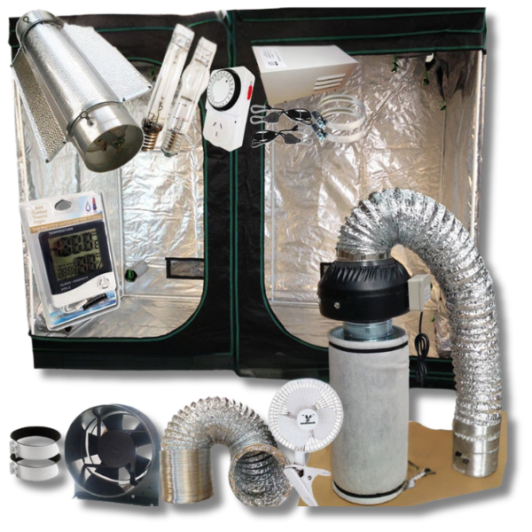 Hydroponics 2.4m Grow Tent 6 Inch Cool Tube 600W HPS MH Lamp Duct Fan Ventilation-Off Grid Living Supplies