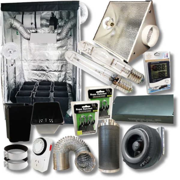 Hydroponics 600W HPS MH Grow Light 1.4m Grow Tent 6 Inch Ventilation Square Bucket Combo-Off Grid Living Supplies