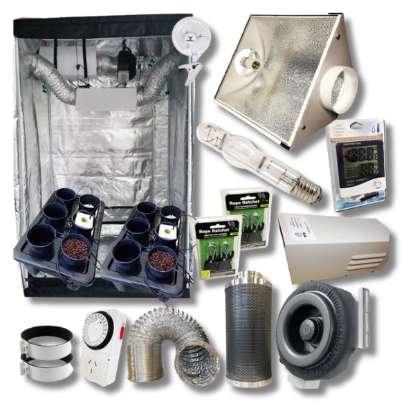 Hydroponics 600W MH Grow Light Cool Vent 1.4m Grow Tent 12 Pot Dripping System-Off Grid Living Supplies