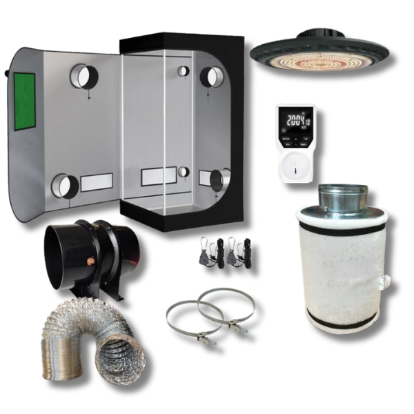 Hydroponics 90x90x180cm Grow Tent Starter Kit 150W LED UFO 4 Inch Ventilation Timer-Off Grid Living Supplies