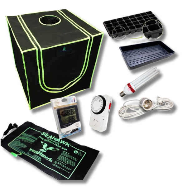 Hydroponics Grow Tent Kit with 6400K and 2700K CFL Light Dome Timer and Heat Mat-Off Grid Living Supplies