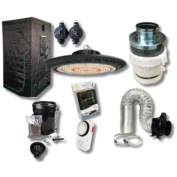 Hydroponics LED Grow Tent Setup with 150W UFO LED Grow Light and DWC System-Off Grid Living Supplies