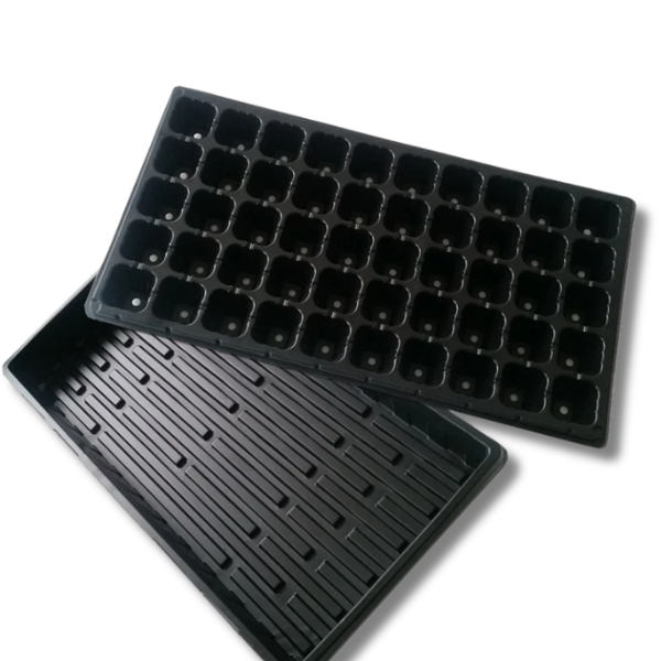 Hydroponics Propagation Tray 50 Cells with Plug Tray & Black No-Hole Tray-Off Grid Living Supplies