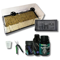 Hydroponics Seeding Cloning Dome Kit 98 Cells Rockwool Heat Mat Rhizotonic Clonex-Off Grid Living Supplies