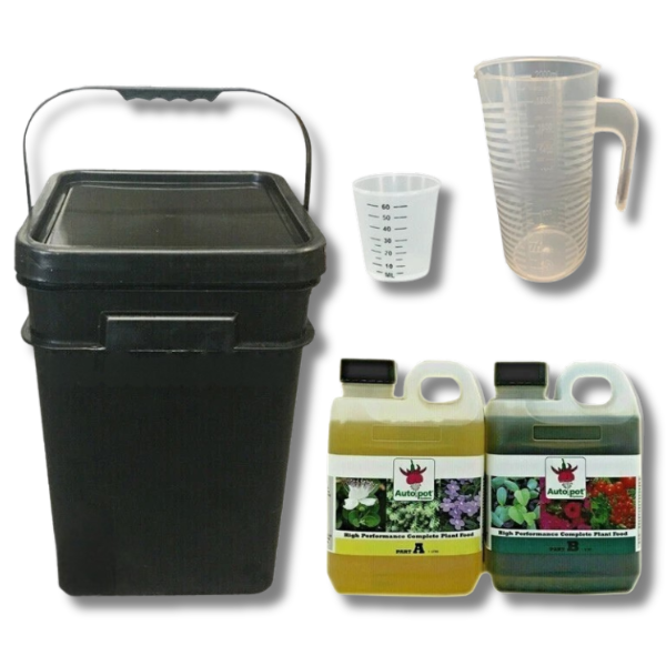 Liquid Nutrient A&B Grow and Bloom 2x1L Mixing Kit with 21L Bucket - Autopot-Off Grid Living Supplies