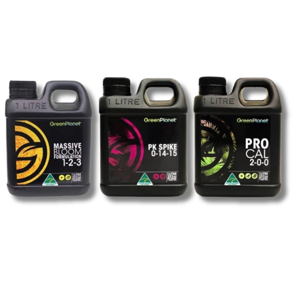 Massive Bloom, Pro Cal and PK Spike 3x1L Additive Pack - GreenPlanet-Off Grid Living Supplies