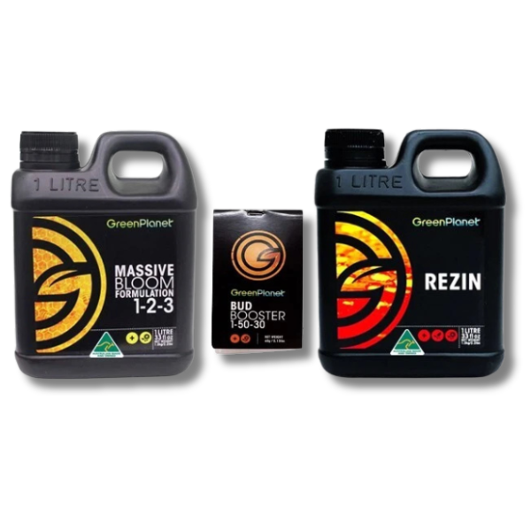 Massive Bloom & Rezin 2x1L with Bud Booster 60g Nutrient Pack - GreenPlanet-Off Grid Living Supplies