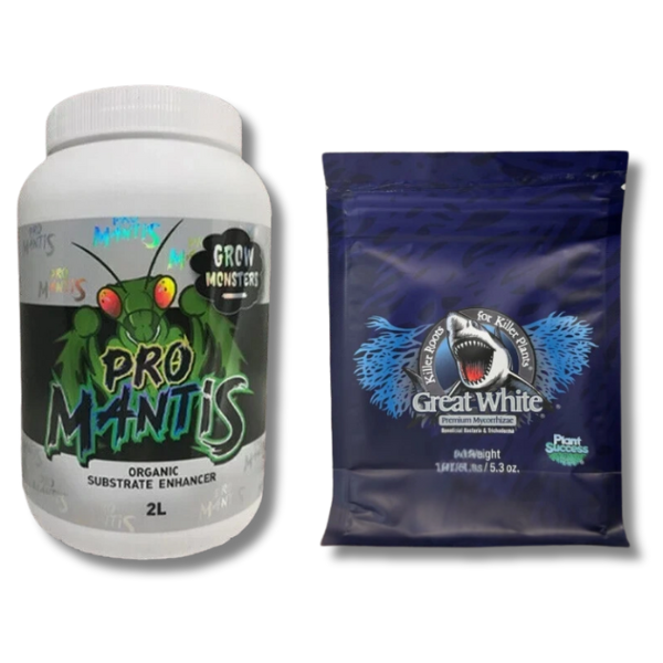 Mycorrhizae 150g with Organic Substrate Enhancer 2L - Great White & Pro Mantis-Off Grid Living Supplies