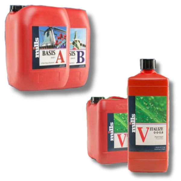 Nutrient Basis A&B 1L / 5L with Vitalize Silicon Additive - Mills-Off Grid Living Supplies