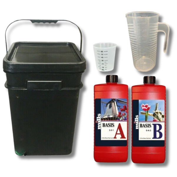 Nutrient Basis A&B 2x1L Mixing Kit 21L Bucket 2L Measuring Jug - Mills-Off Grid Living Supplies