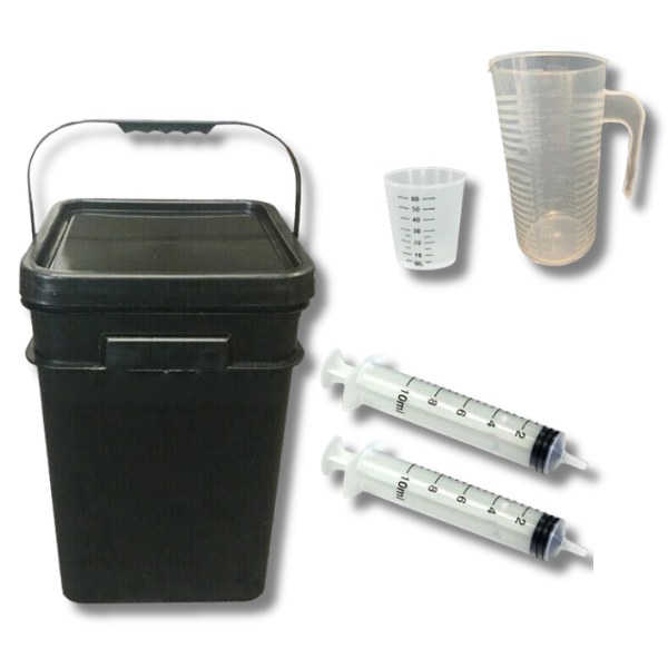 Nutrient Solution Mixing & Diluting Kit 21L Bucket with Jugs & Syringes-Off Grid Living Supplies