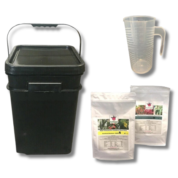 Powder Nutrient Part A&B 2x1kg Mixing Kit with 21L Bucket and 2L Jug - Autopot-Off Grid Living Supplies
