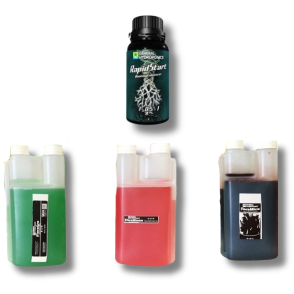 RapidStart and Flora Gro Bloom Micro 3x946ml Refill Bottles - General Hydroponics-Off Grid Living Supplies