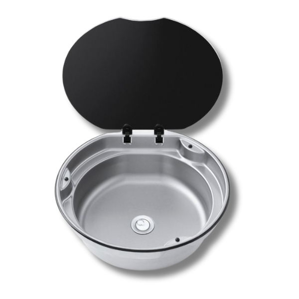 Round Bowl Sink With Glass Lid-Off Grid Living Supplies Australia