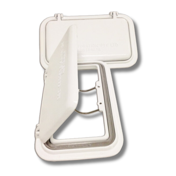 Scupper Large Vent White With Internal Frame-Off Grid Living Supplies Australia