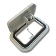 Scupper Small Vent White With Internal Frame-Off Grid Living Supplies Australia