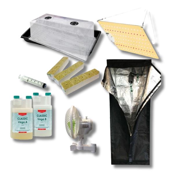 Seeding and Cloning Hydroponics Starter Combo with LED Light, Rockwool and Dome Tent-Off Grid Living Supplies