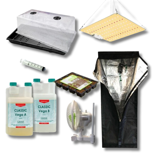 Seeding and Cloning Hydroponics Starter Package with LED Light and Coco Tray-Off Grid Living Supplies